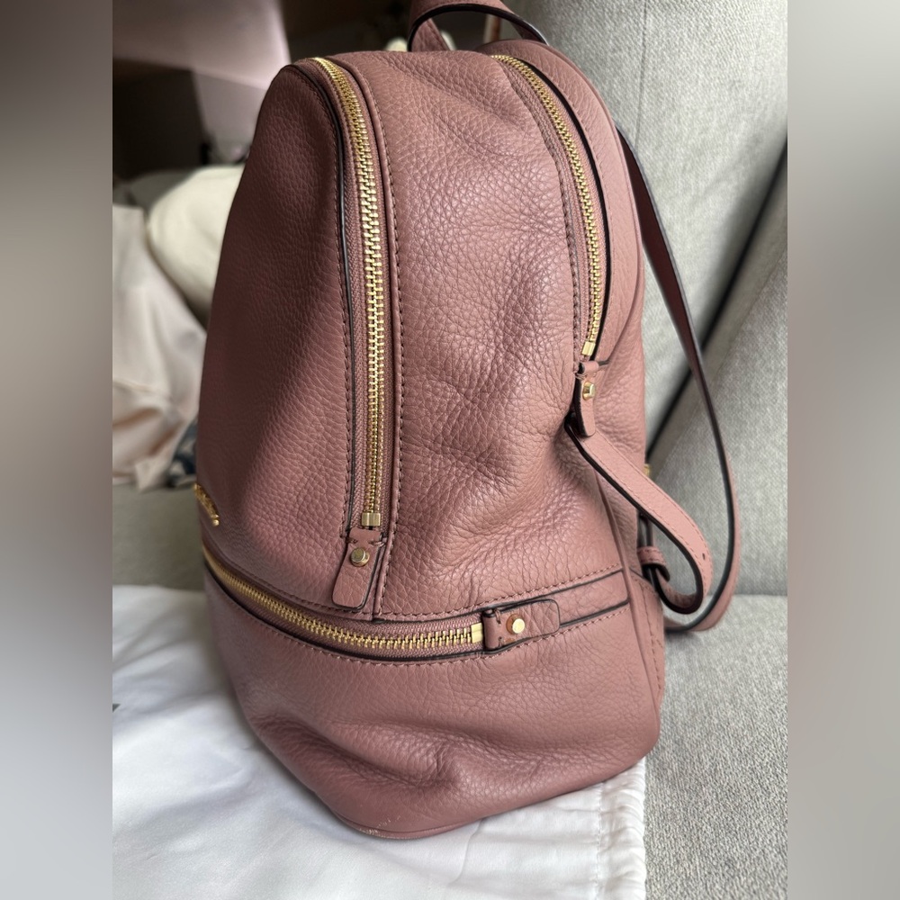 Michael Kors Rhea Medium Leather Backpack Bag in Mauve Dusty Rose - Picture 4 of 12